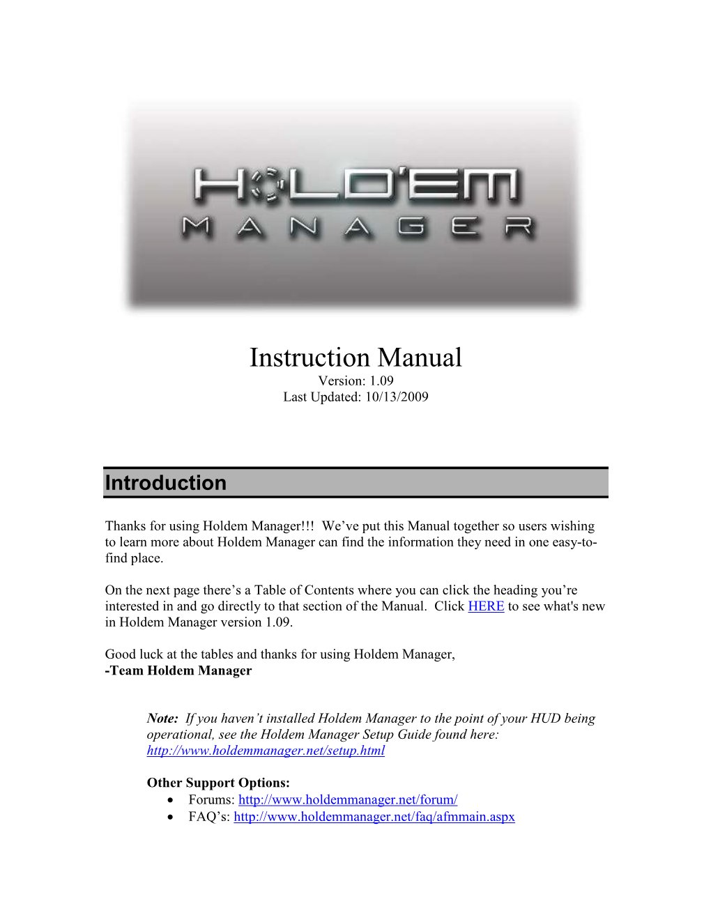 Holdem Manager Manual 1.09