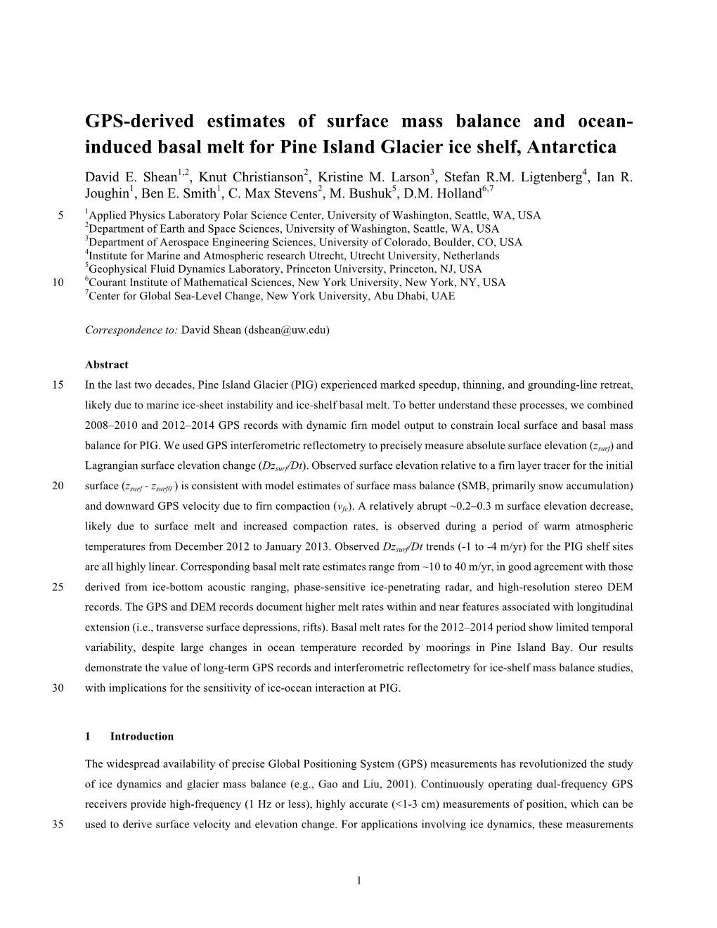 Induced Basal Melt for Pine Island Glacier Ice Shelf, Antarctica David E