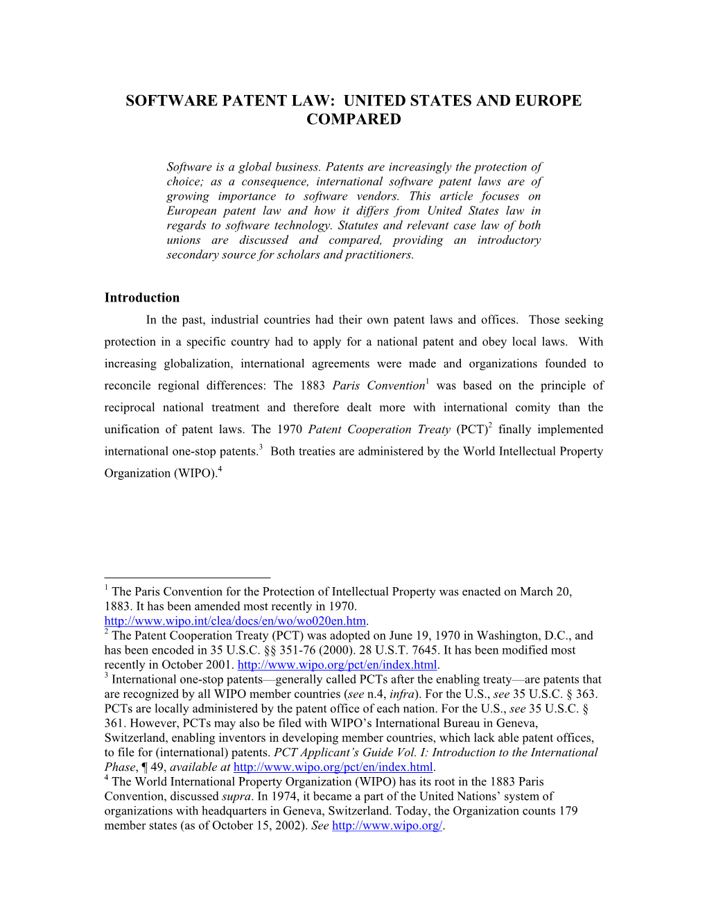 Software Patent Law: United States and Europe Compared