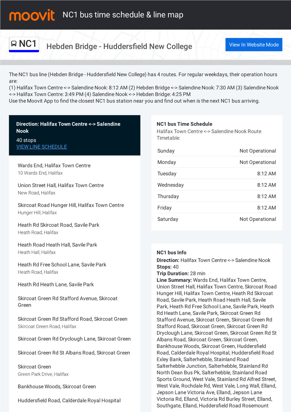 NC1 Bus Time Schedule & Line Route