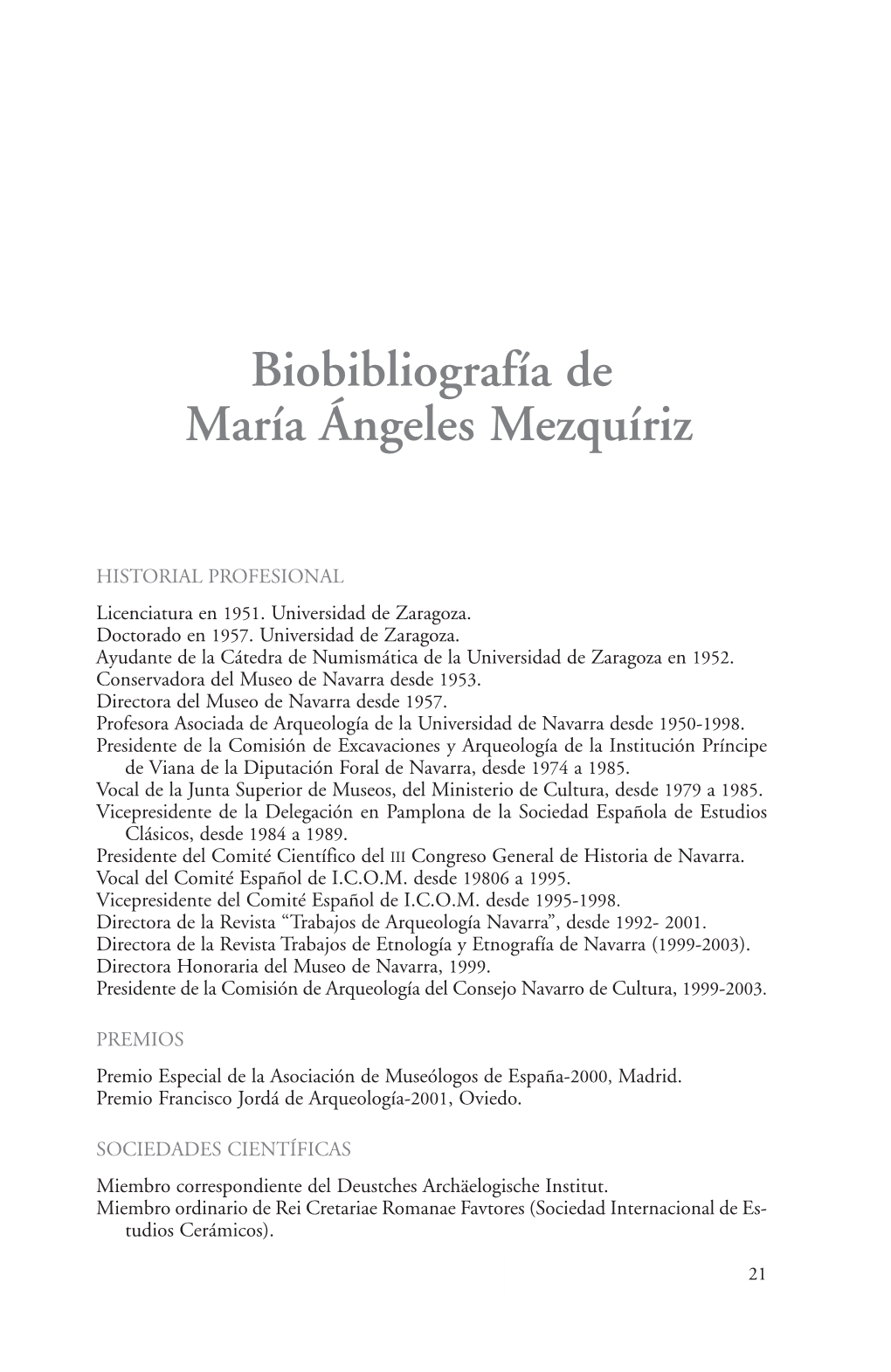 Biobibliografía De María Ángeles Mezquíriz