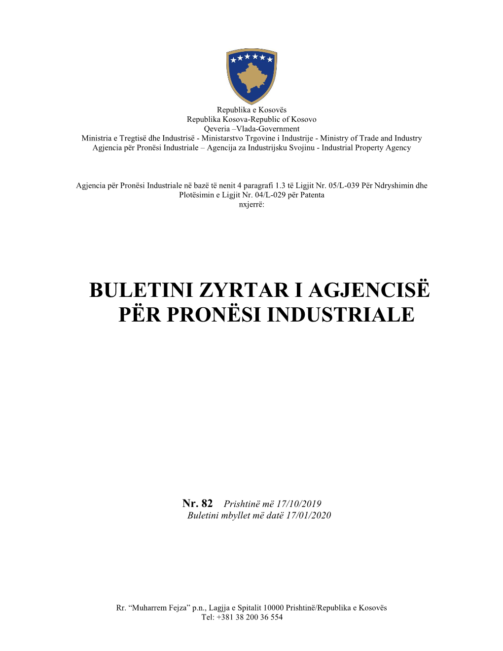 Buletini Zyrtar I Agjencisë Për Pronësi Industriale