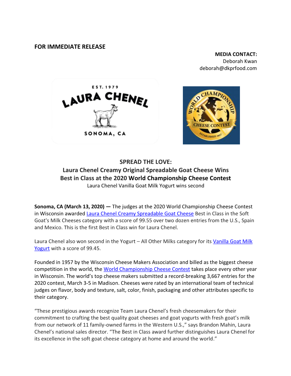 Laura Chenel Creamy Original Spreadable Goat Cheese Wins