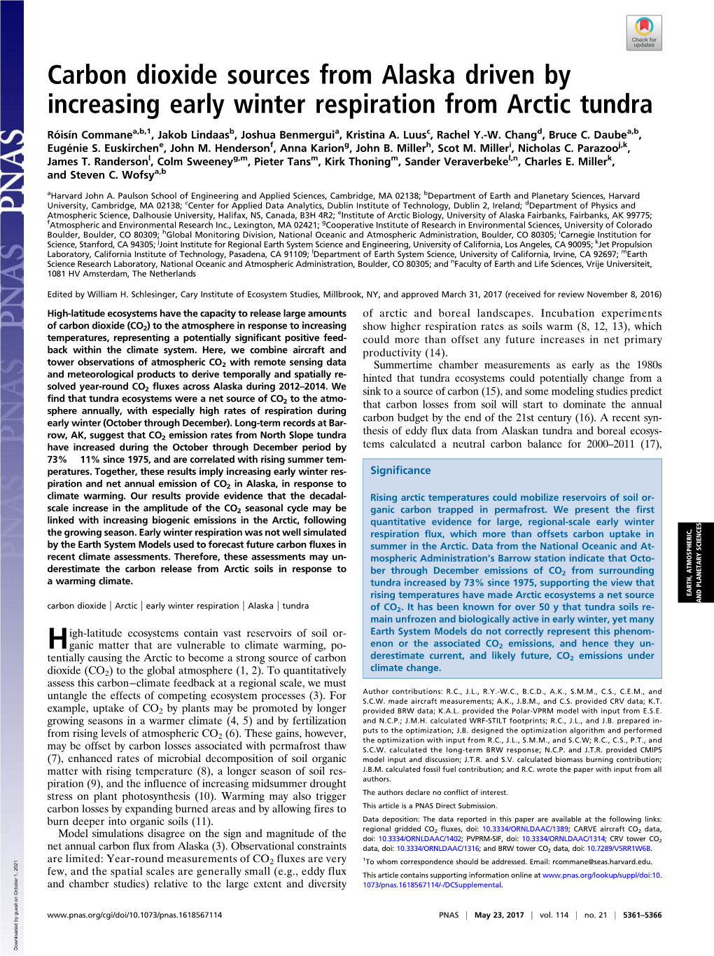 Carbon Dioxide Sources from Alaska Driven by Increasing Early Winter Respiration from Arctic Tundra