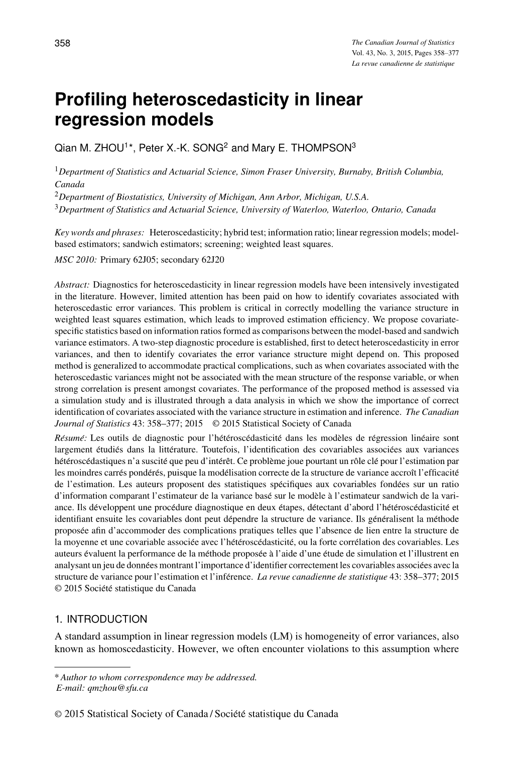 Profiling Heteroscedasticity in Linear Regression Models