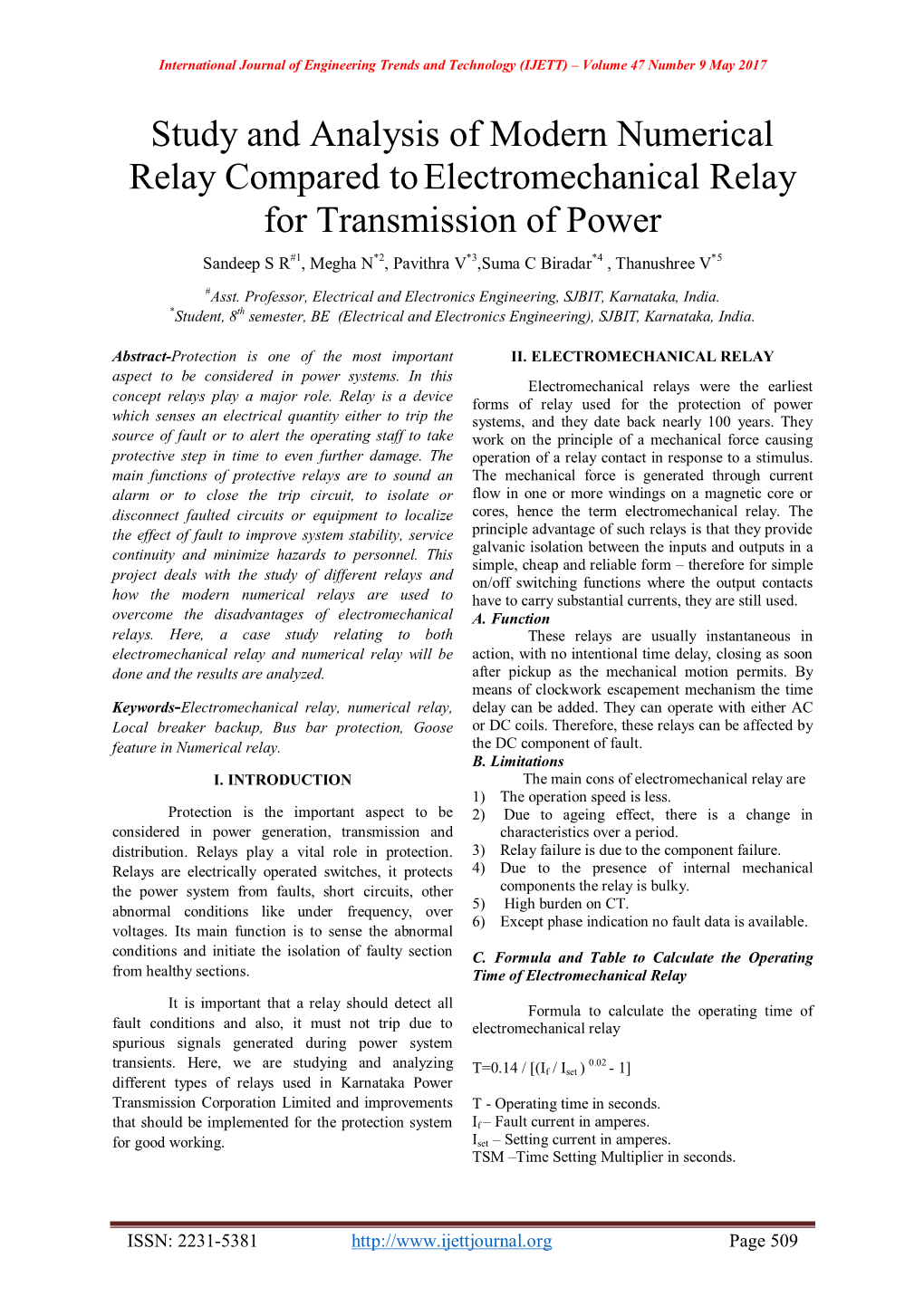 Study and Analysis of Modern Numerical Relay Compared To