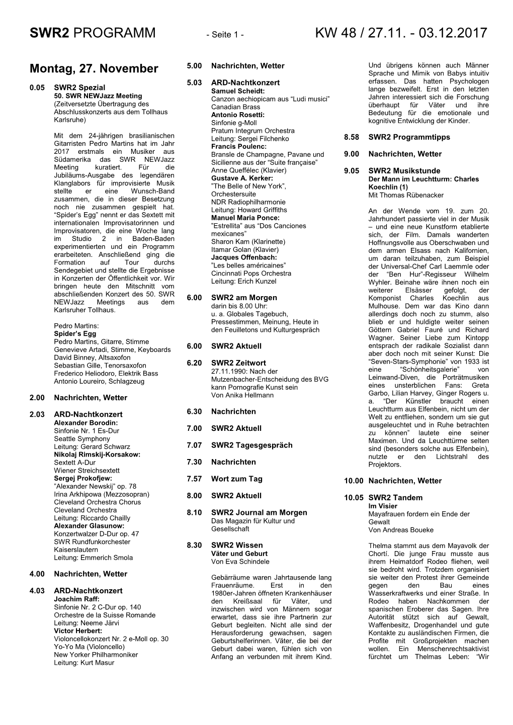 Swr2 Programm Kw 48 / 27.11