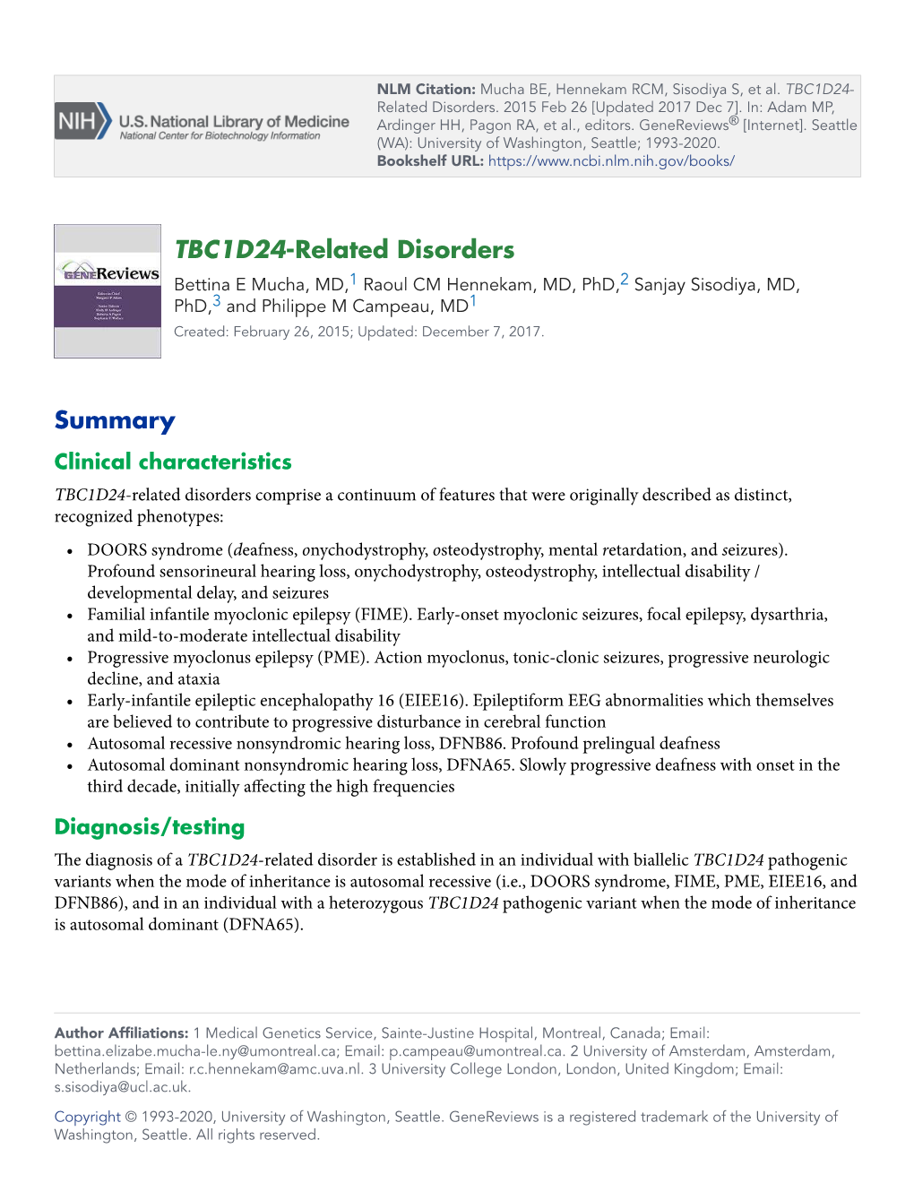 TBC1D24-Related Disorders