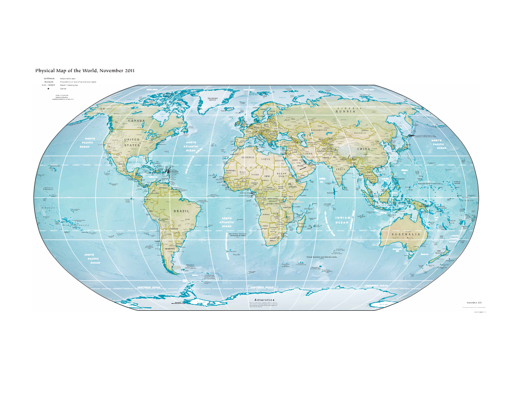 Physical Map of the World, November 2011