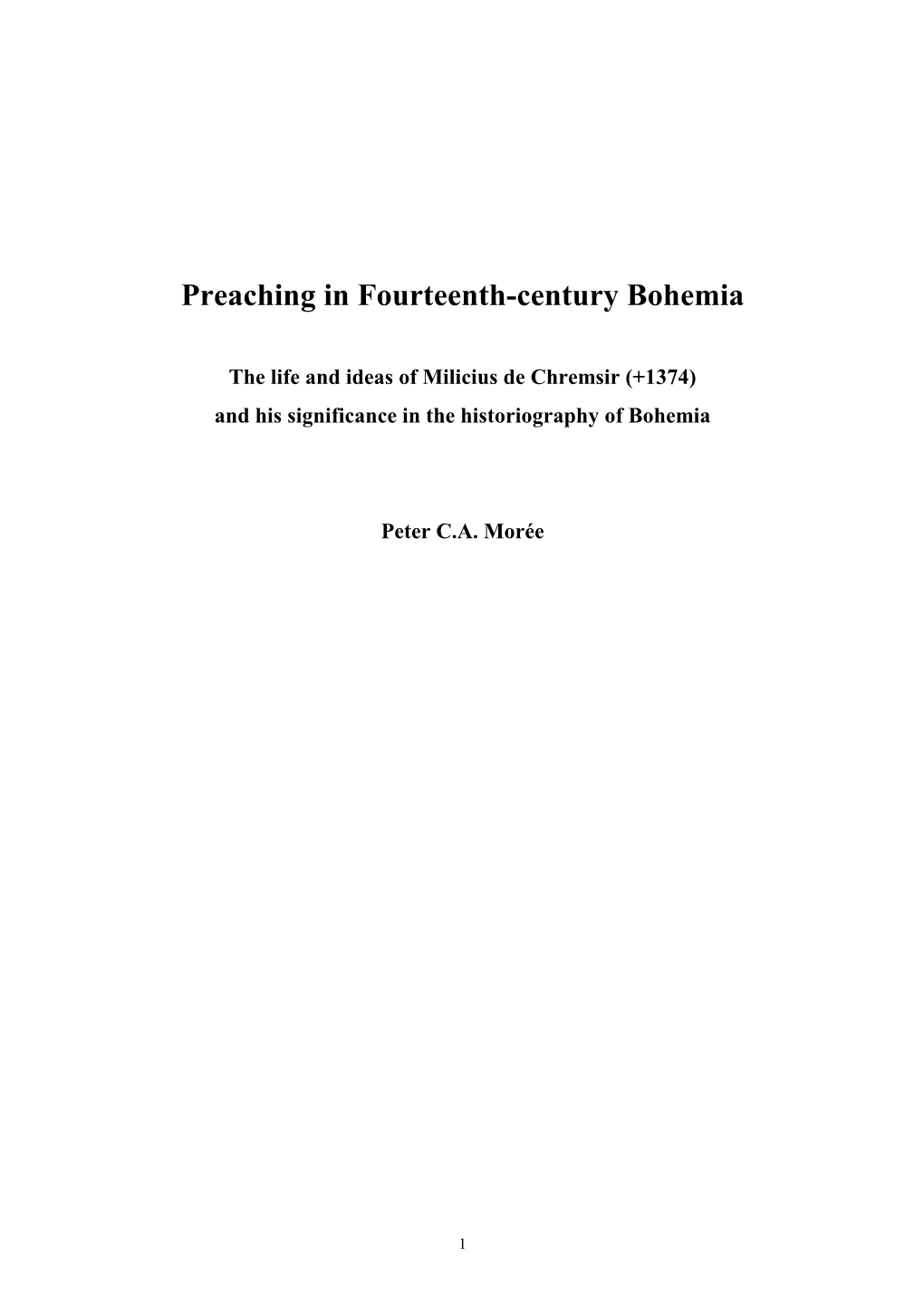 Morée: Preaching in 14Th-Century Bohemia