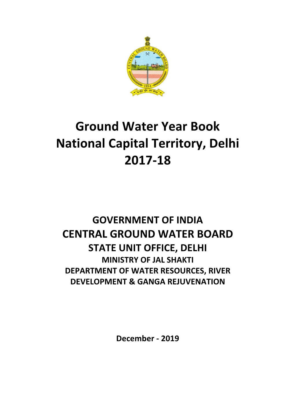 Ground Water Year Book National Capital Territory, Delhi 2017-18