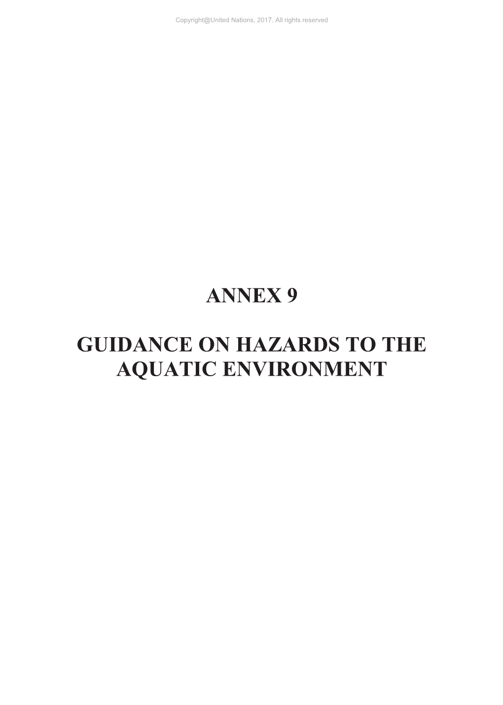 Annex 9 Guidance on Hazards to the Aquatic Environment