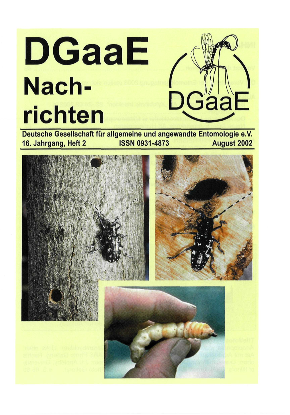 Dgääe Richten Deutsche Gesellschaft Für Allgemeine Und Angewandte Entomologie E.V