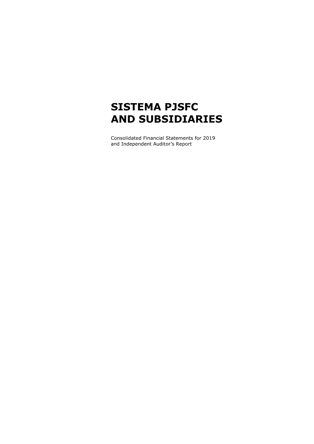 Sistema Pjsfc and Subsidiaries