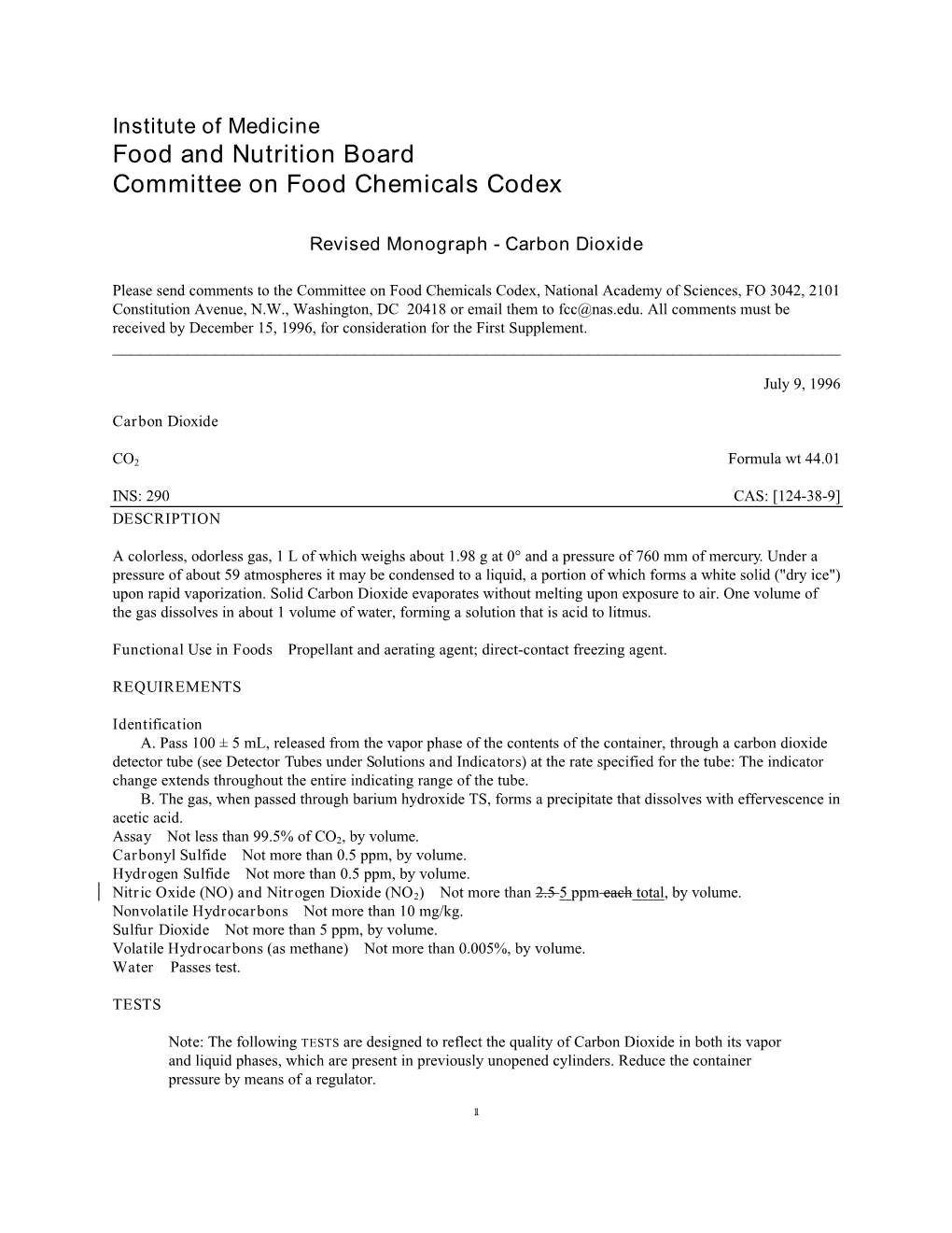 Food and Nutrition Board Committee on Food Chemicals Codex