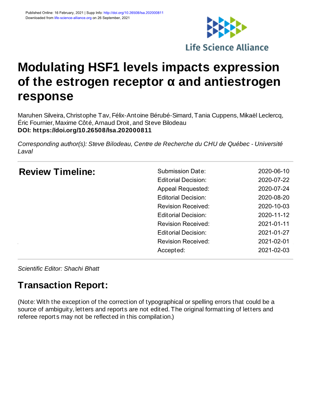 Modulating HSF1 Levels Impacts Expression of the Estrogen Receptor Α and Antiestrogen Response