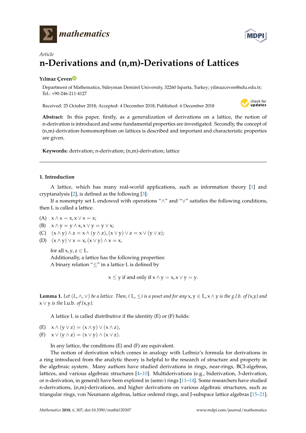 (N,M)-Derivations of Lattices