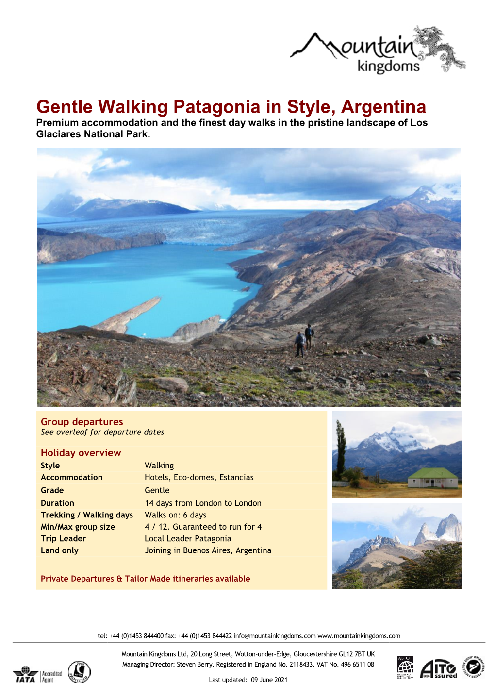 2021 Gentle Walking Patagonia in Style