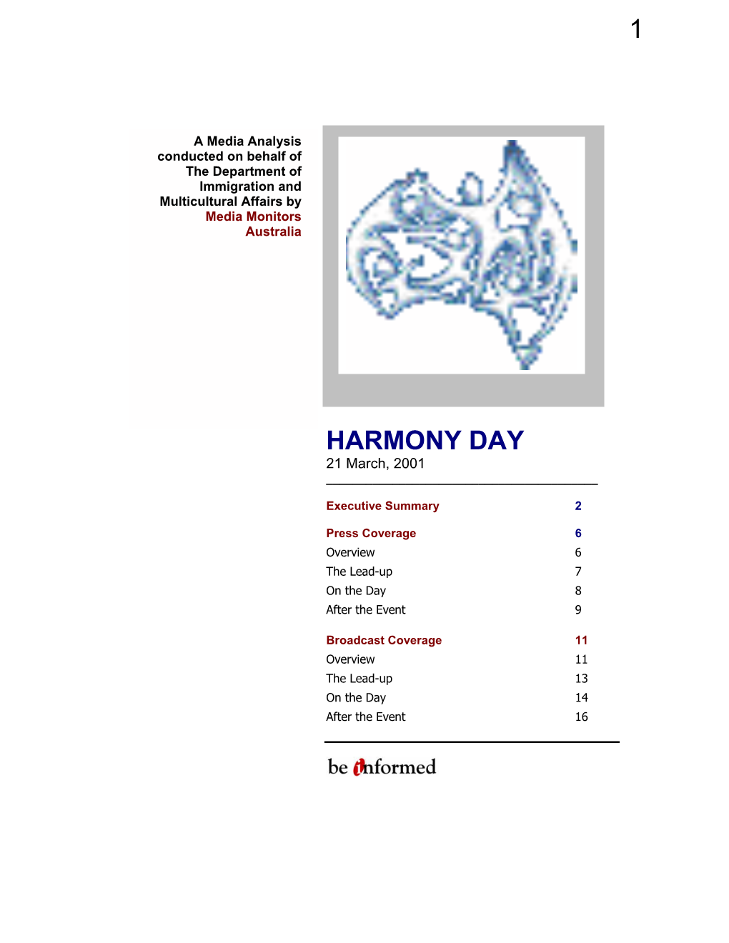 HARMONY DAY 21 March, 2001 ______