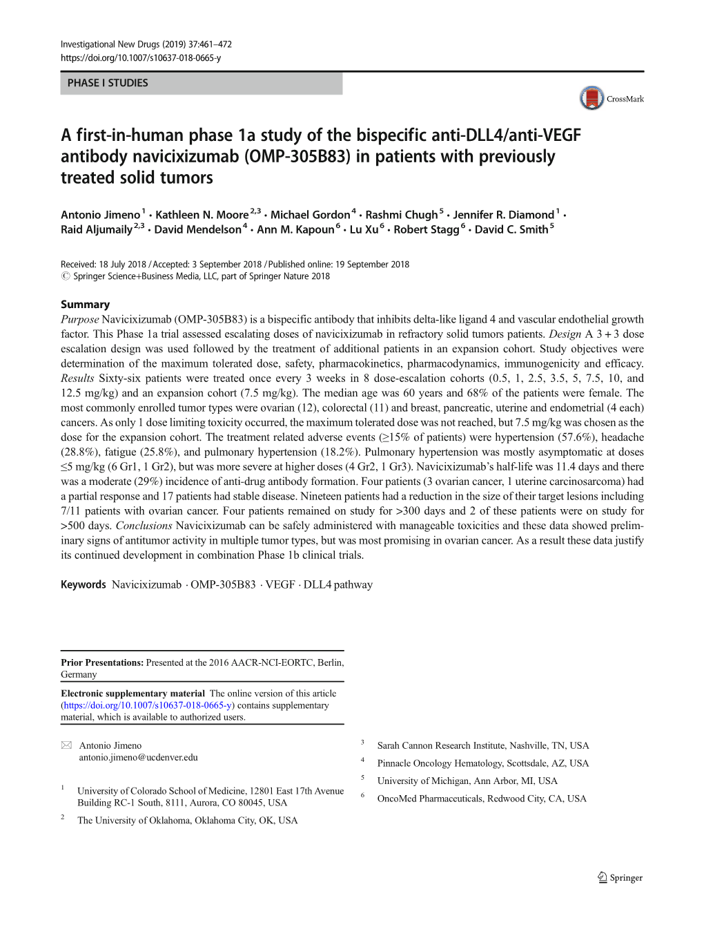 In Patients with Previously Treated Solid Tumors