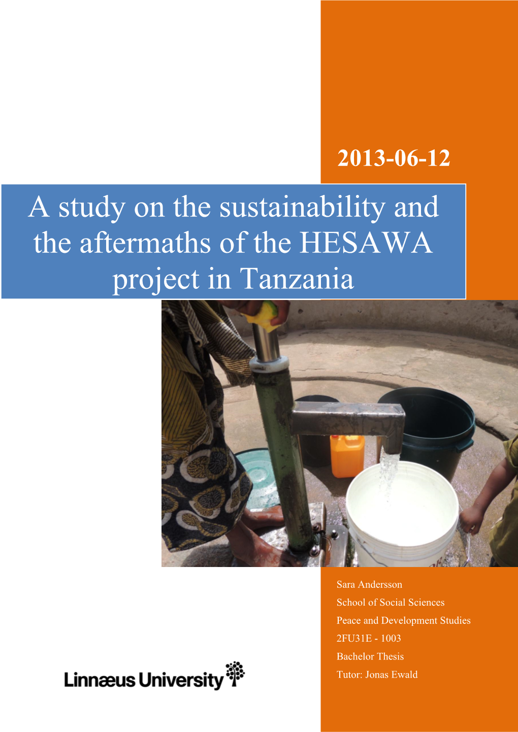A Study on the Sustainability and the Aftermaths of the HESAWA Project in Tanzania