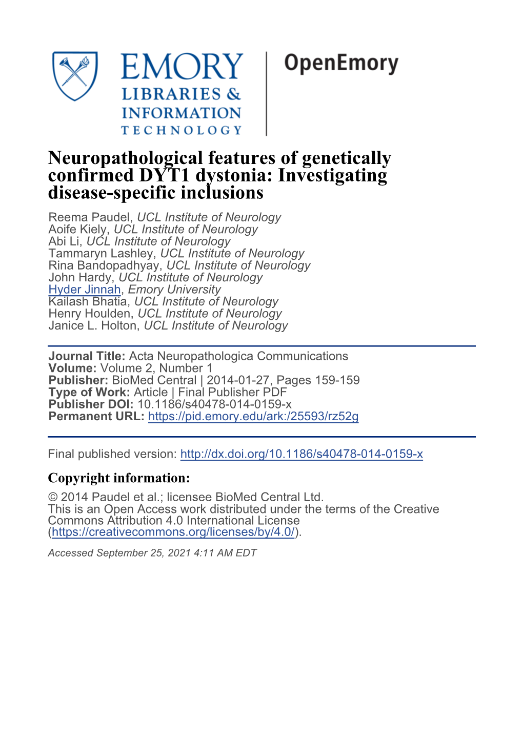 Neuropathological Features of Genetically