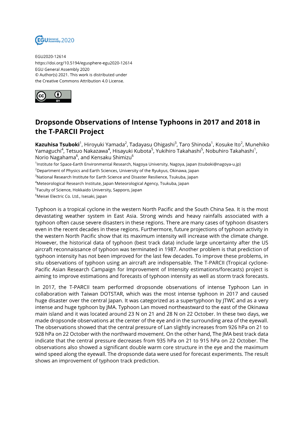 Dropsonde Observations of Intense Typhoons in 2017 and 2018 in the T-PARCII Project