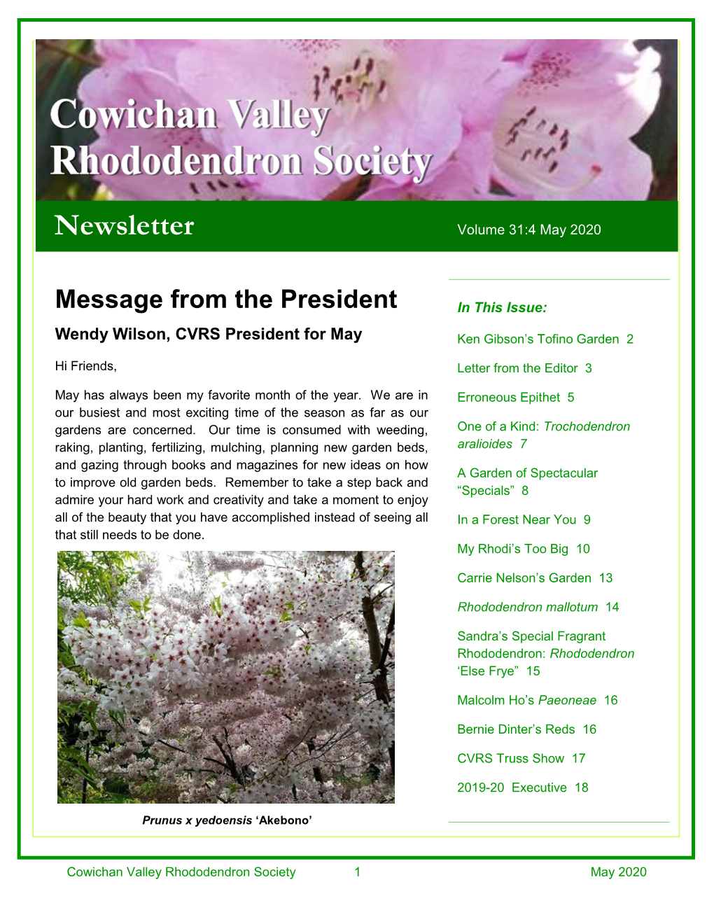 Newsletter Volume 31:4 May 2020