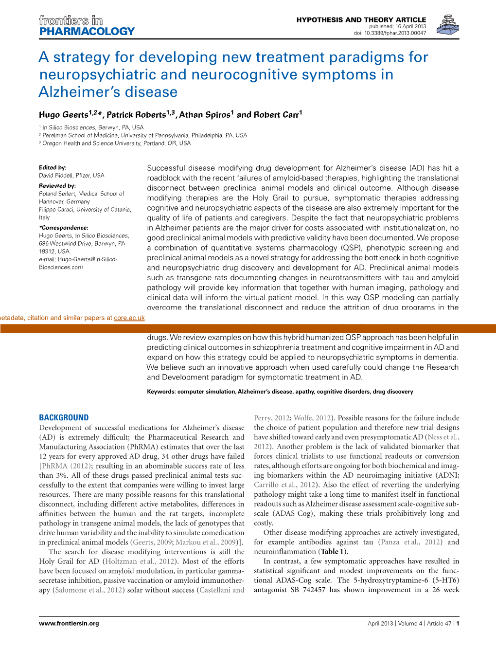 A Strategy for Developing New Treatment Paradigms for Neuropsychiatric and Neurocognitive Symptoms in Alzheimer’S Disease