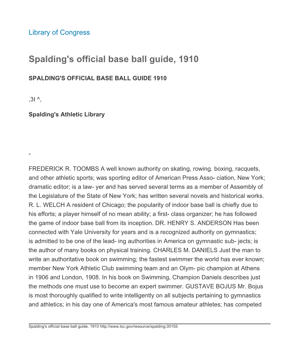 Spalding's Official Base Ball Guide, 1910