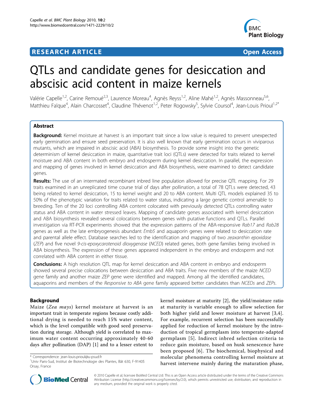 Qtls and Candidate Genes for Desiccation and Abscisic Acid