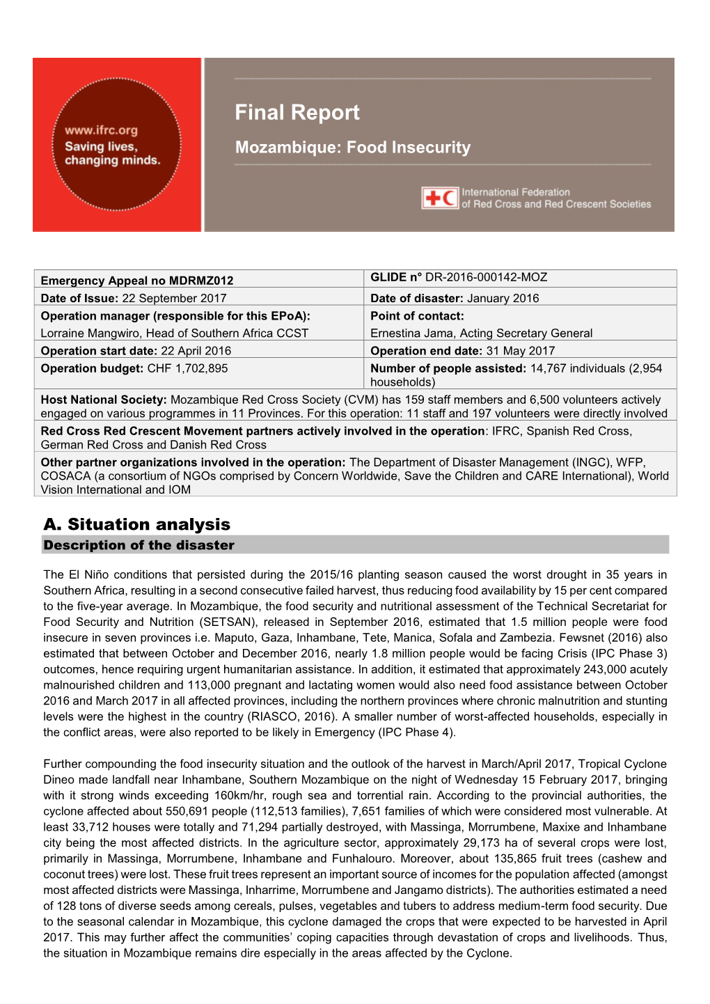 Final Report Mozambique: Food Insecurity