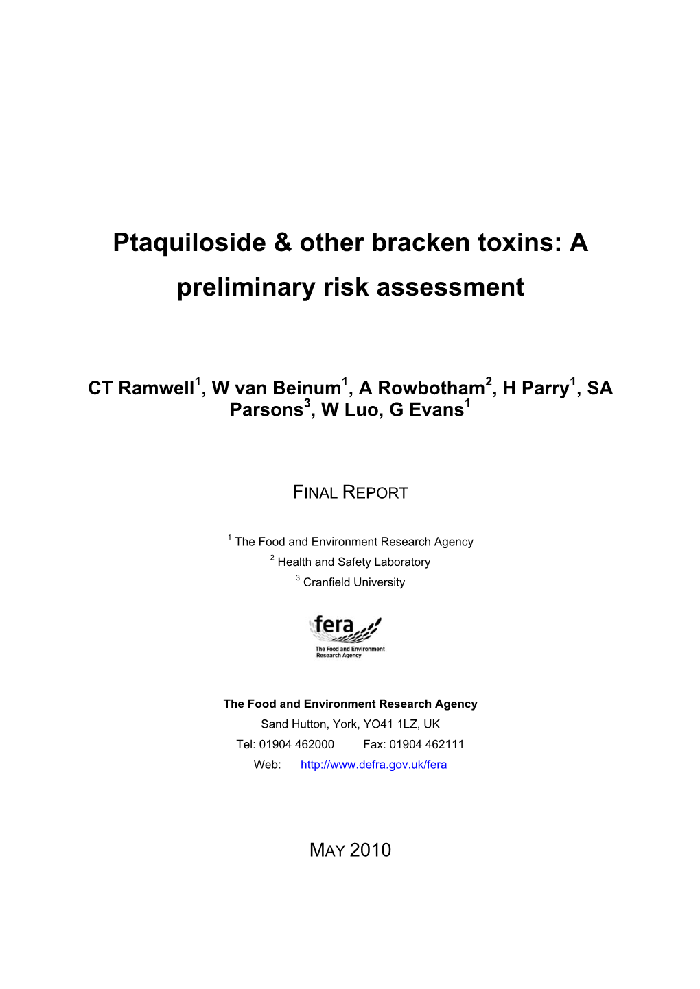 Ptaquiloside & Other Bracken Toxins