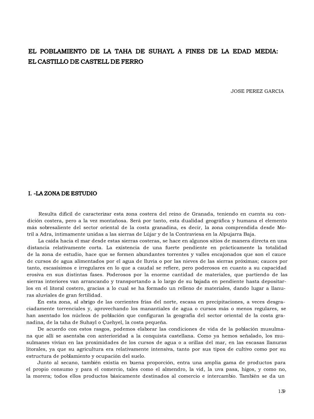 El Poblamiento De La Taha De Suhayl a Fines De La Edad Media: El Castillo De Castell De Ferro