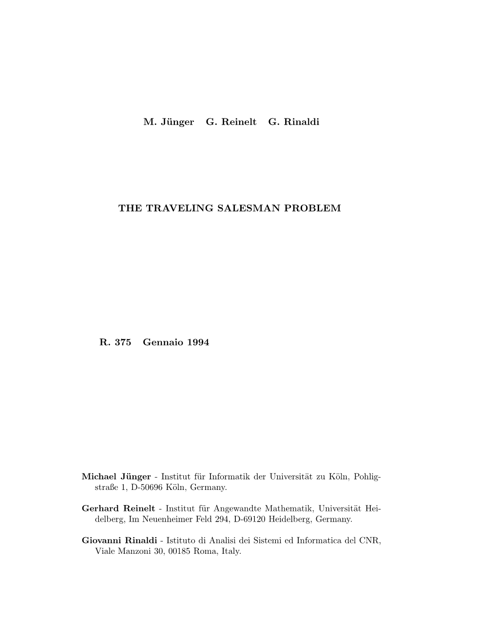 The Traveling Salesman Problem