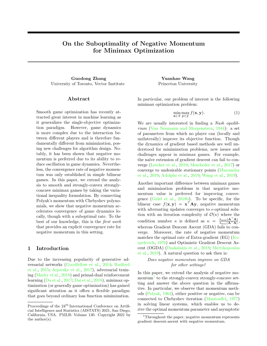 On the Suboptimality of Negative Momentum for Minimax Optimization