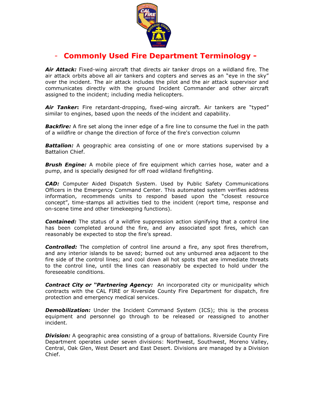 Commonly Used Fire Terminology.Pdf