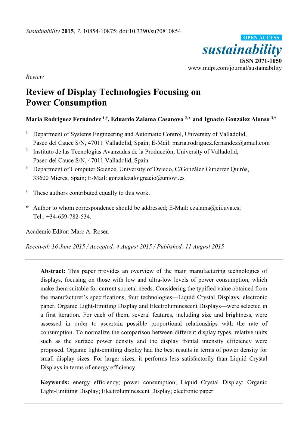 Review of Display Technologies Focusing on Power Consumption