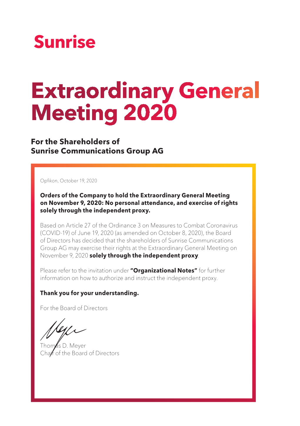 Extraordinary General Meeting 2020