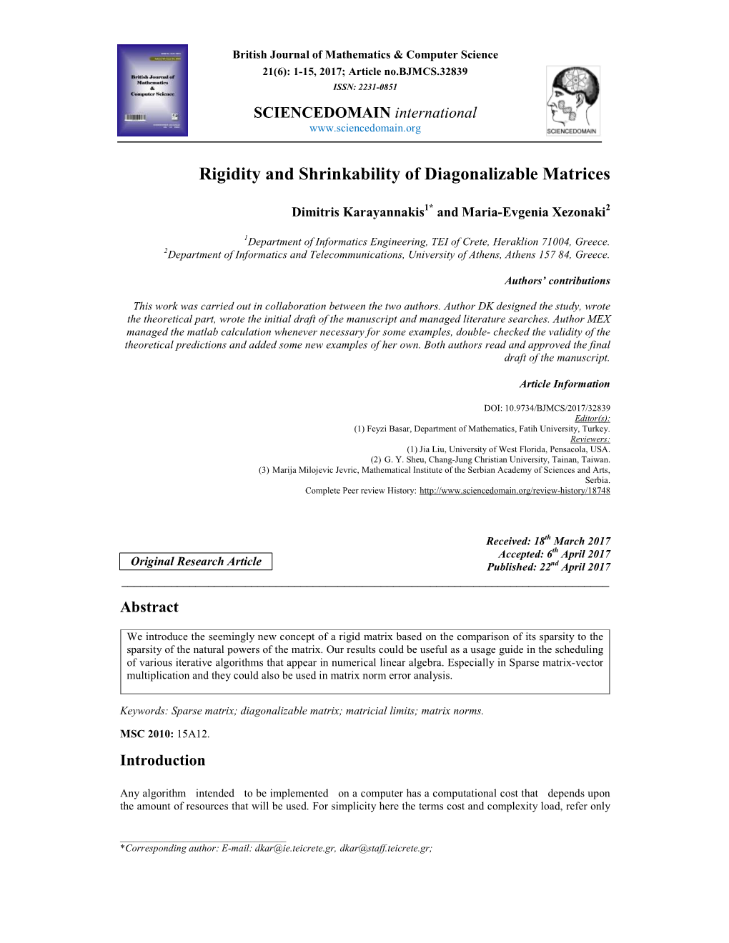 Rigidity and Shrinkability of Diagonalizable Matrices