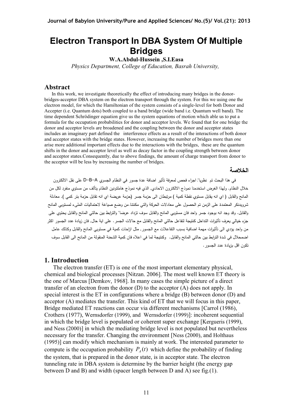 Journal of Babylon University/Pure and Applied Sciences/ No.(5)/ Vol.(21): 2013