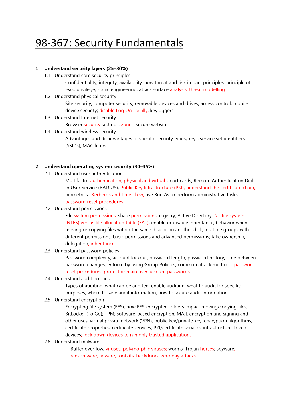 98-367: Security Fundamentals