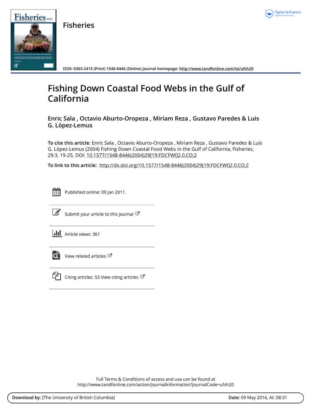 Fishing Down Coastal Food Webs in the Gulf of California