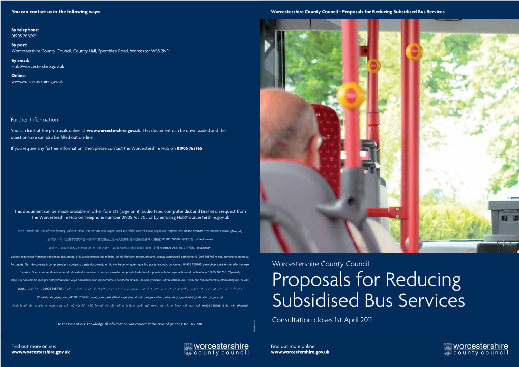 Proposals for Reducing Subsidised Bus Services