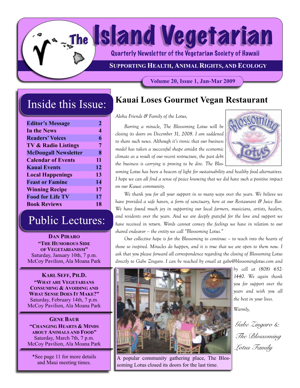 VSH Newsletter Jan 2009 Color