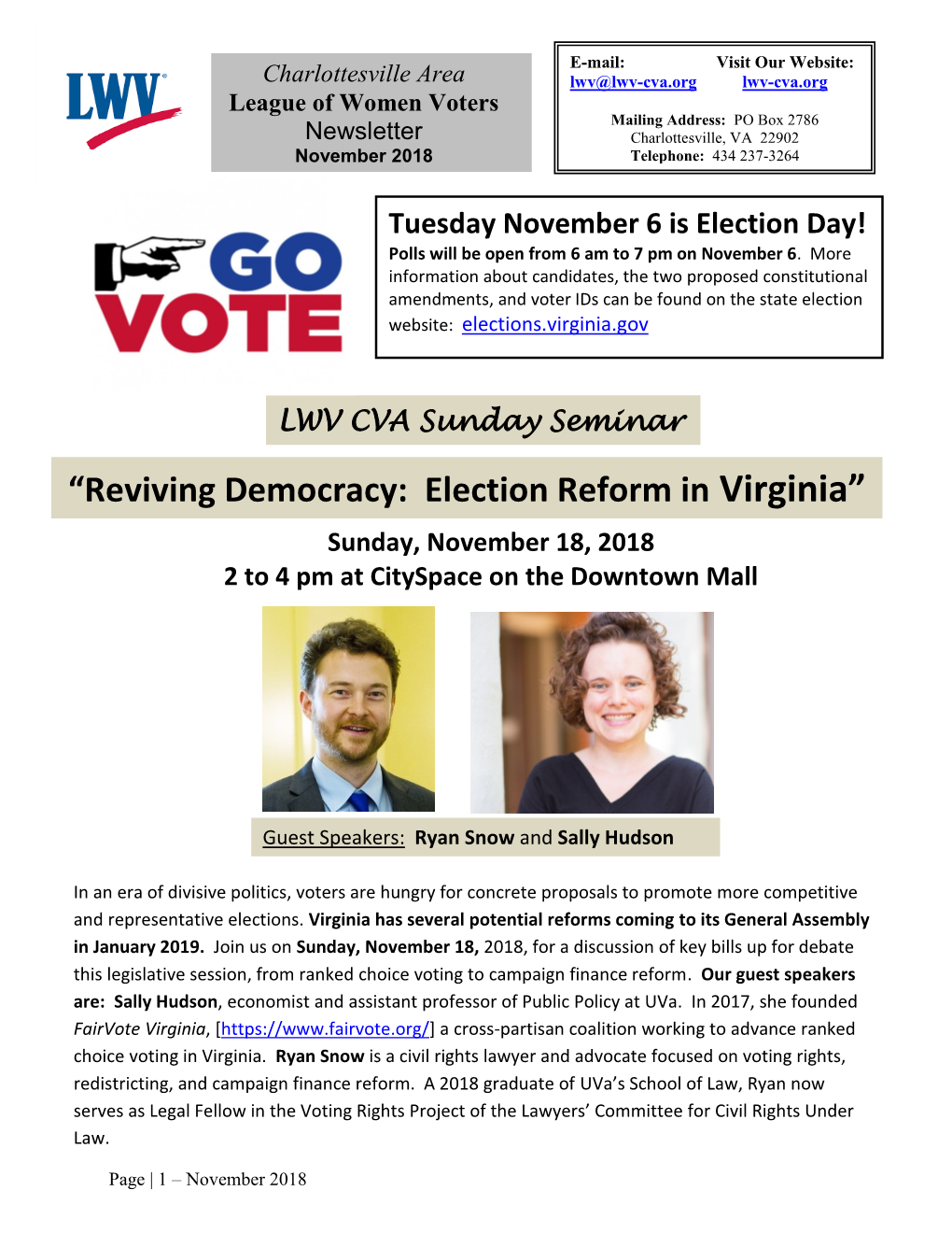 “Reviving Democracy: Election Reform in Virginia”