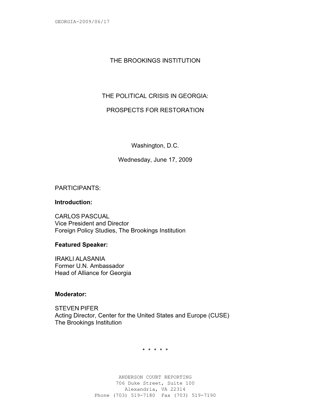 The Brookings Institution the Political Crisis in Georgia