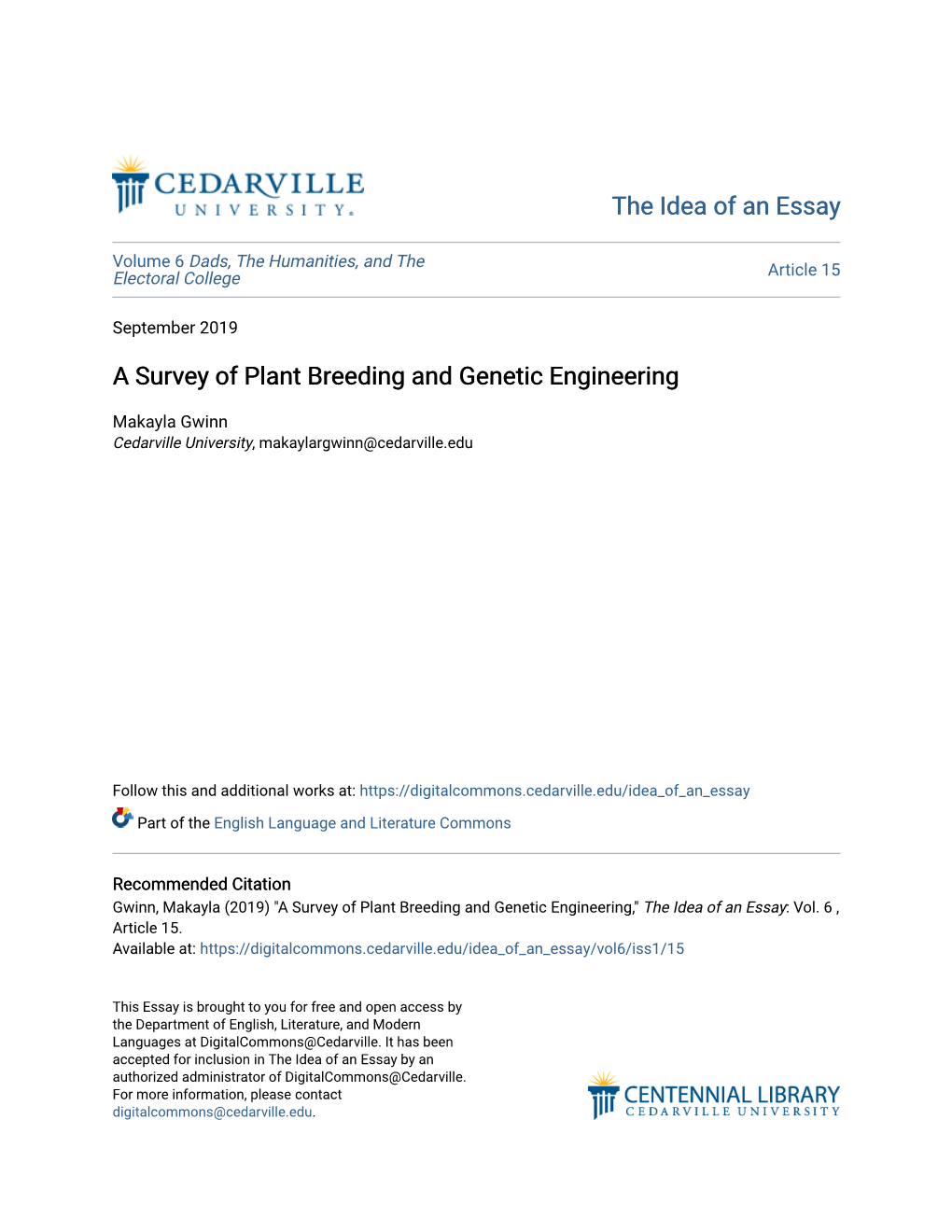 A Survey of Plant Breeding and Genetic Engineering