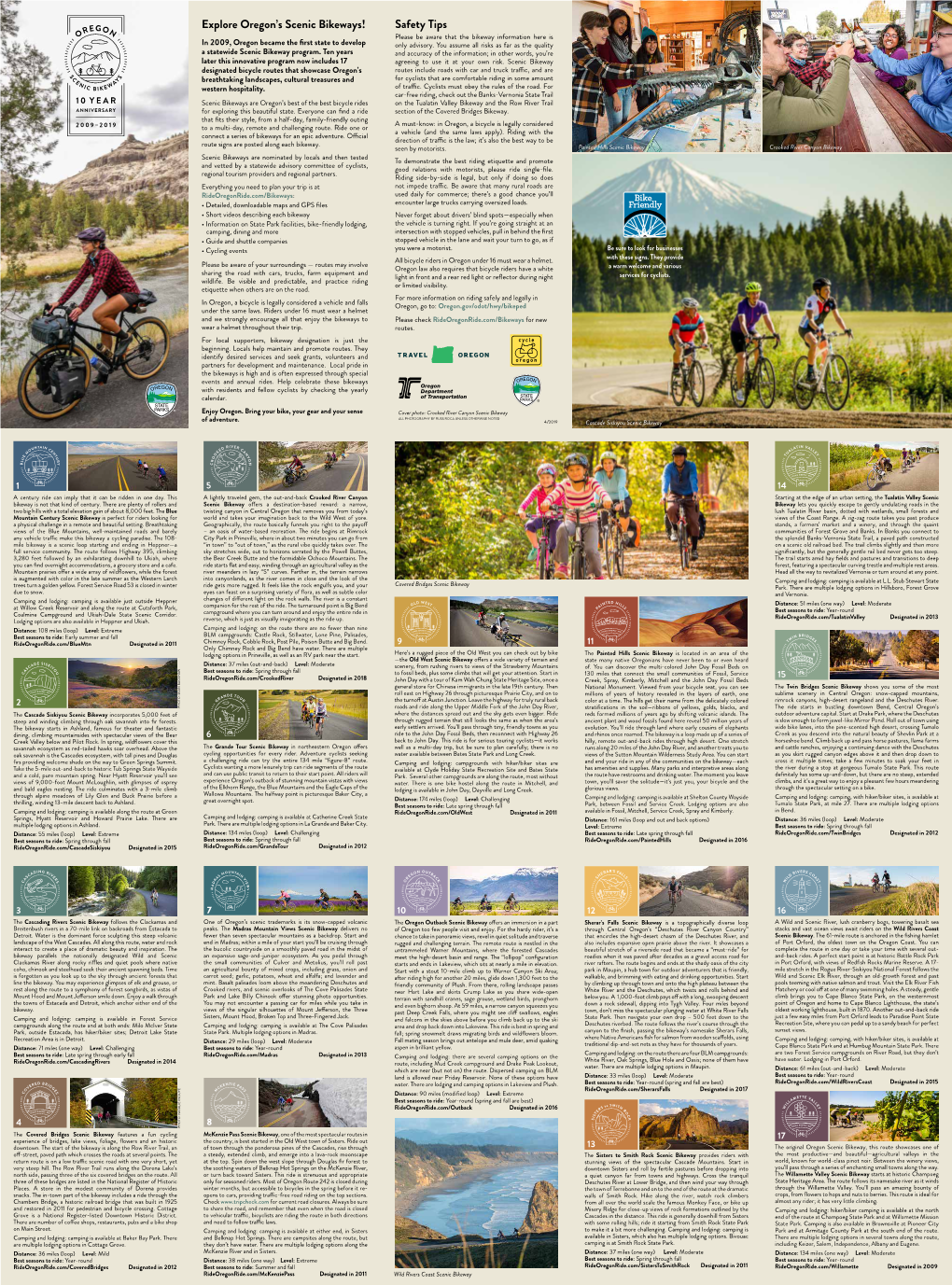 Scenic Bikeways! Safety Tips Please Be Aware That the Bikeway Information Here Is in 2009, Oregon Became the First State to Develop Only Advisory