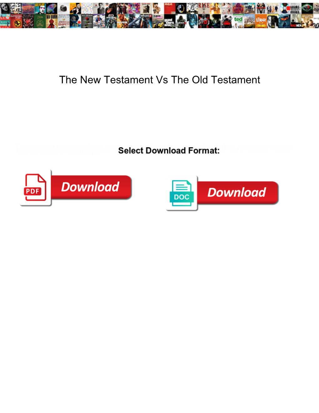 The New Testament Vs the Old Testament